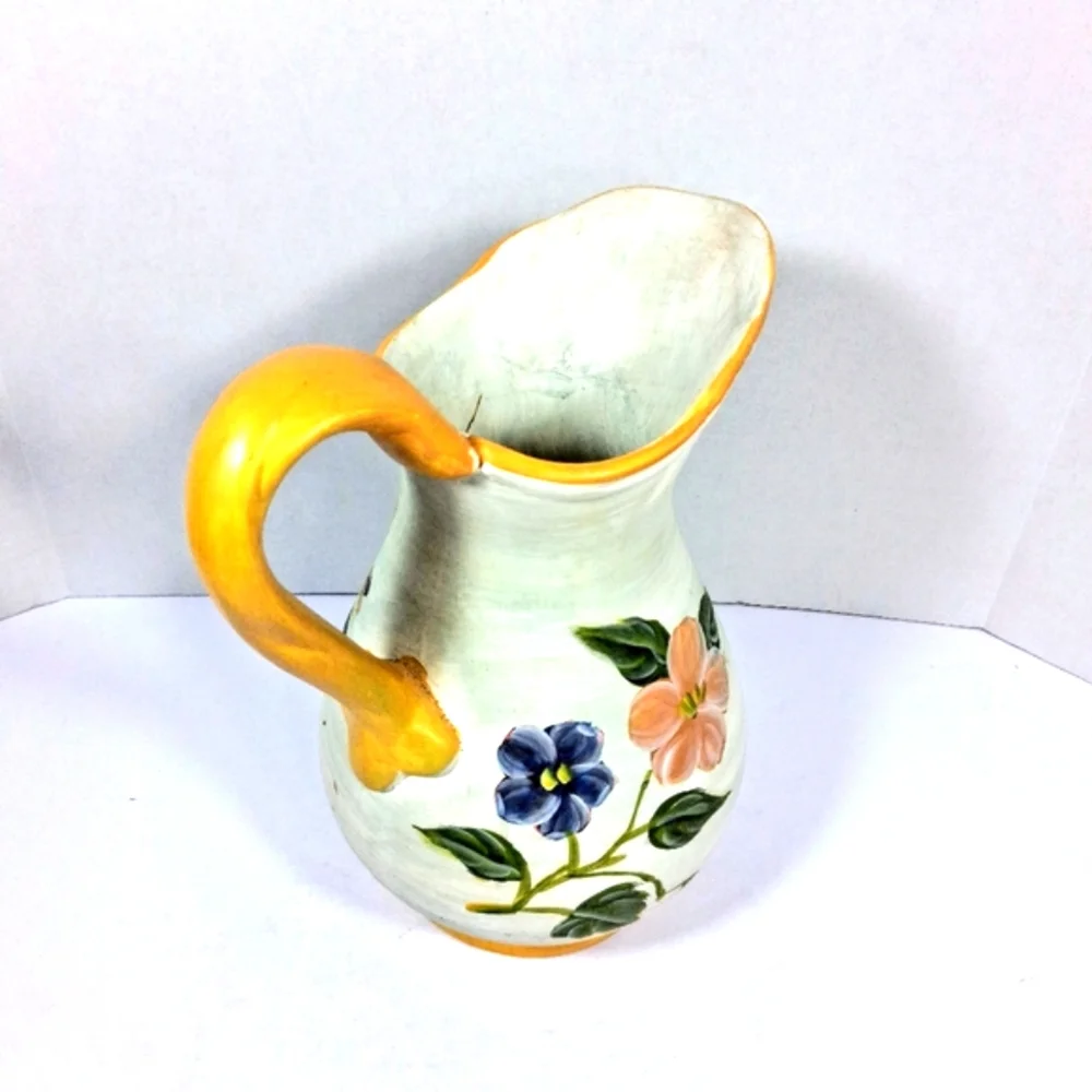 Hand Painted Large Decorative Floral Ceramic Pitcher/Vase/Accent/Adornment
